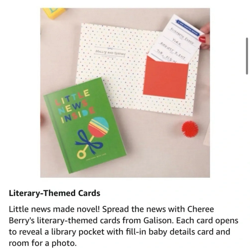 Little News Inside Baby Announcement Stationery Set Cherée Berry Paper Set of 2